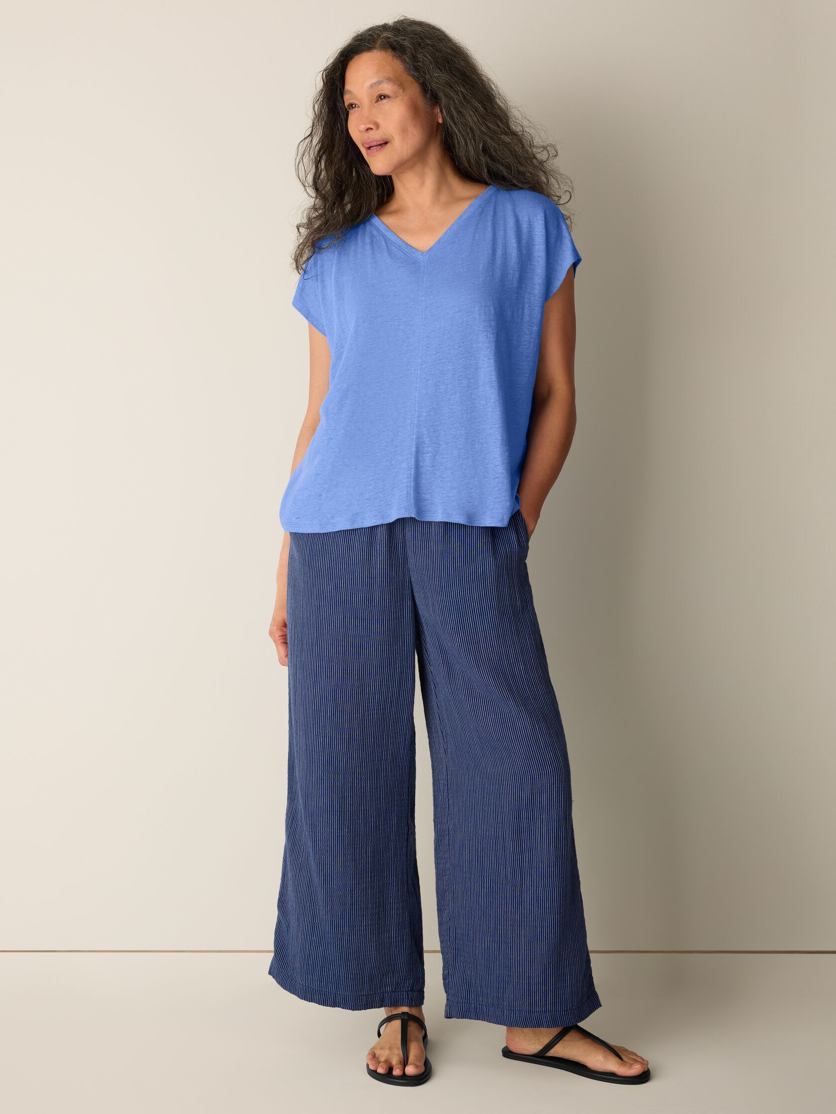 Organic Linen Jersey V-Neck Tee