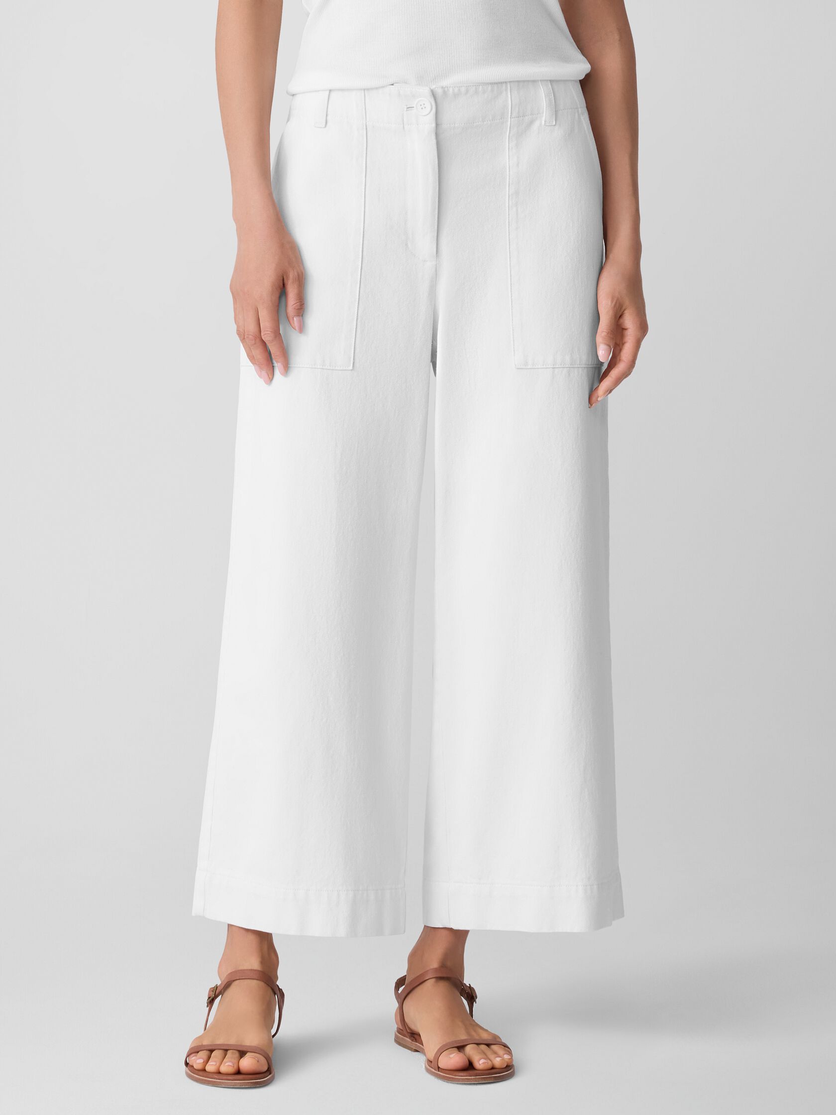Garment-Dyed Utility Cotton Wide-Leg Pant