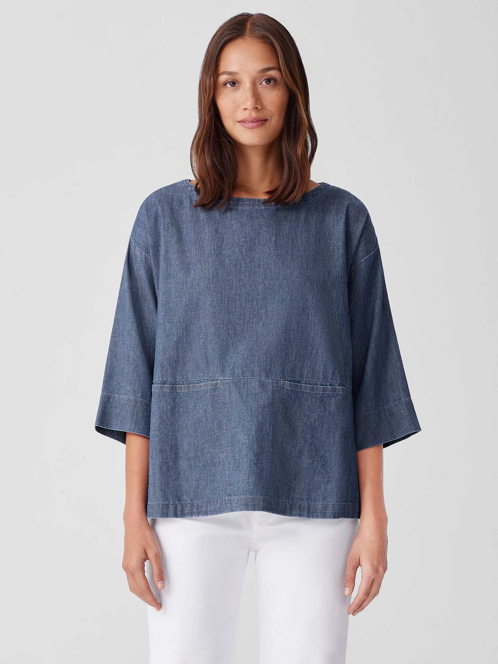 Airy Organic Cotton Twill Bateau Neck Top