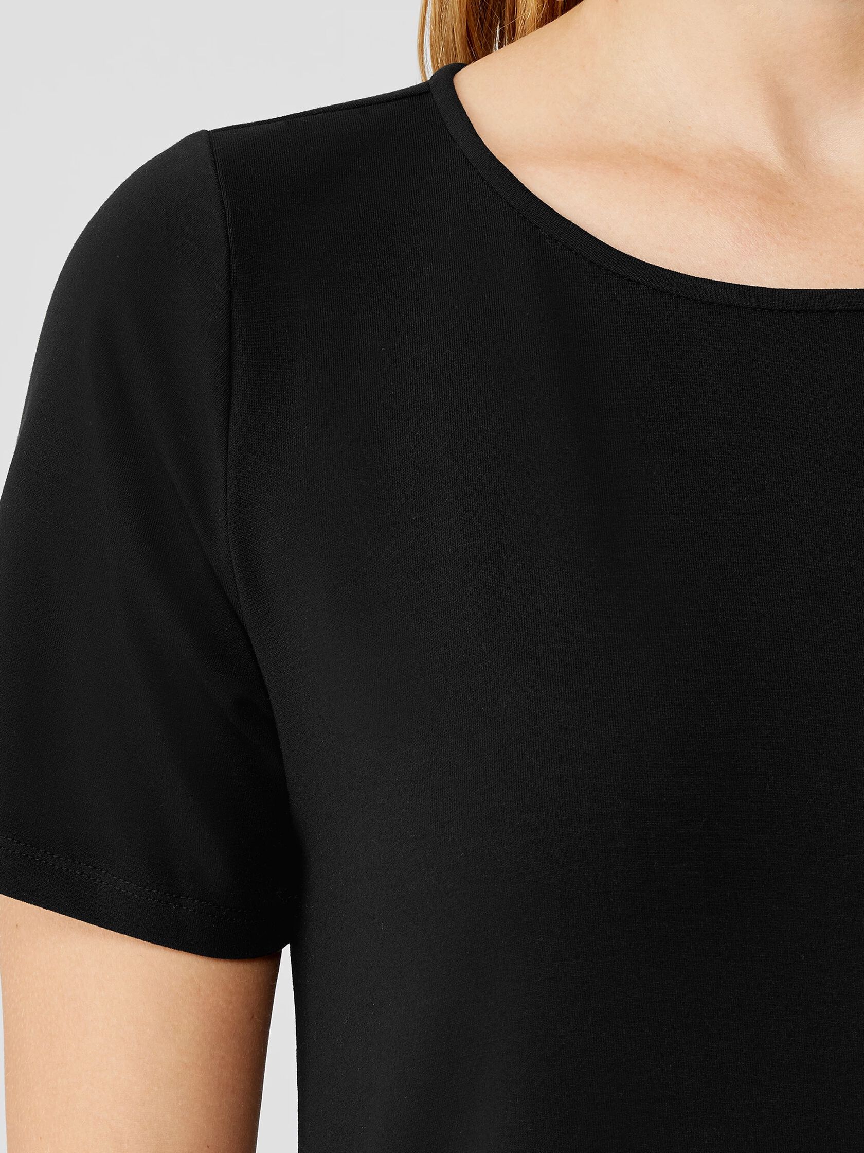 Stretch Jersey Knit Jewel Neck Dress