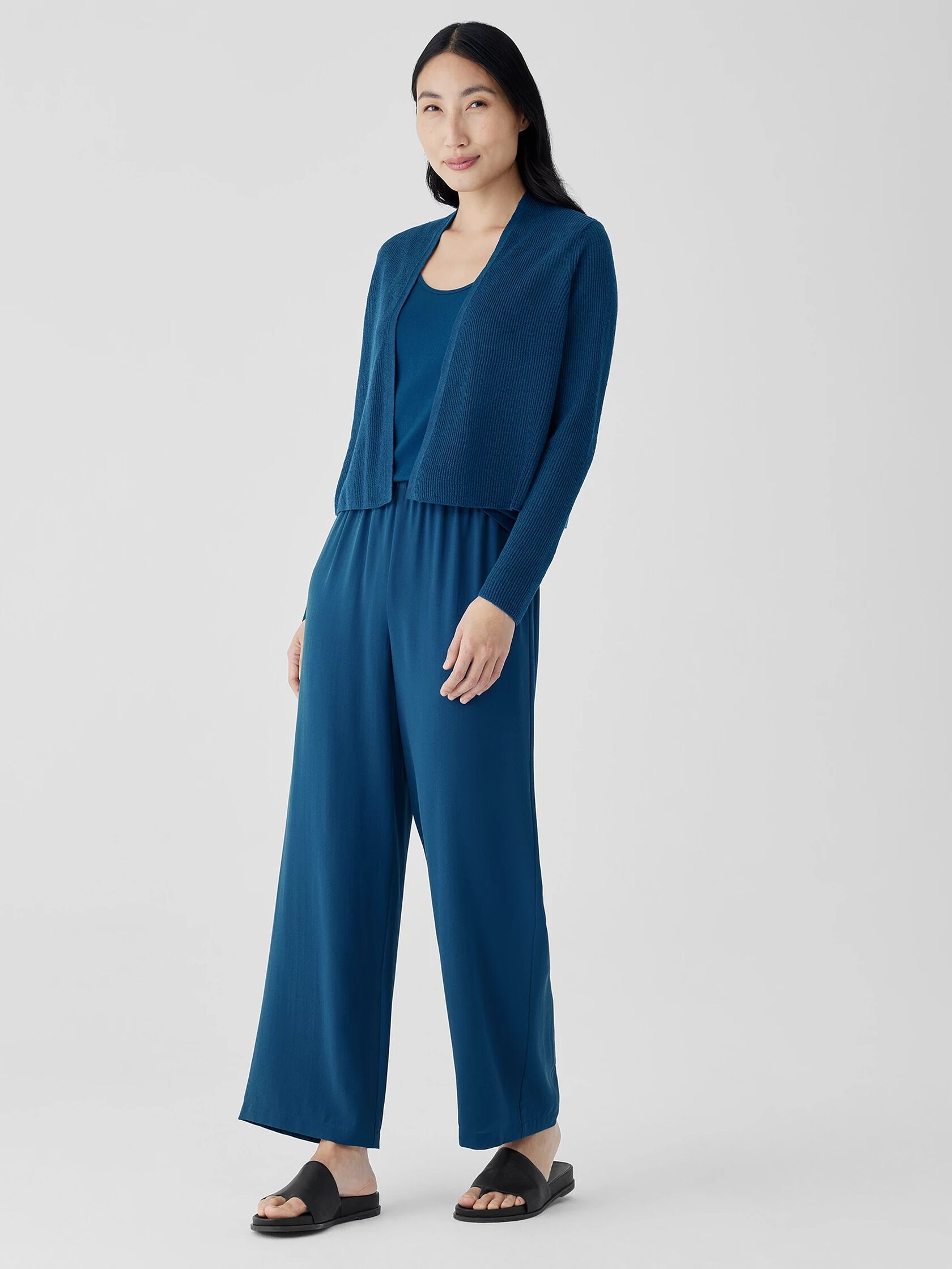 Organic Linen Cotton Airy Tuck Cropped Cardigan