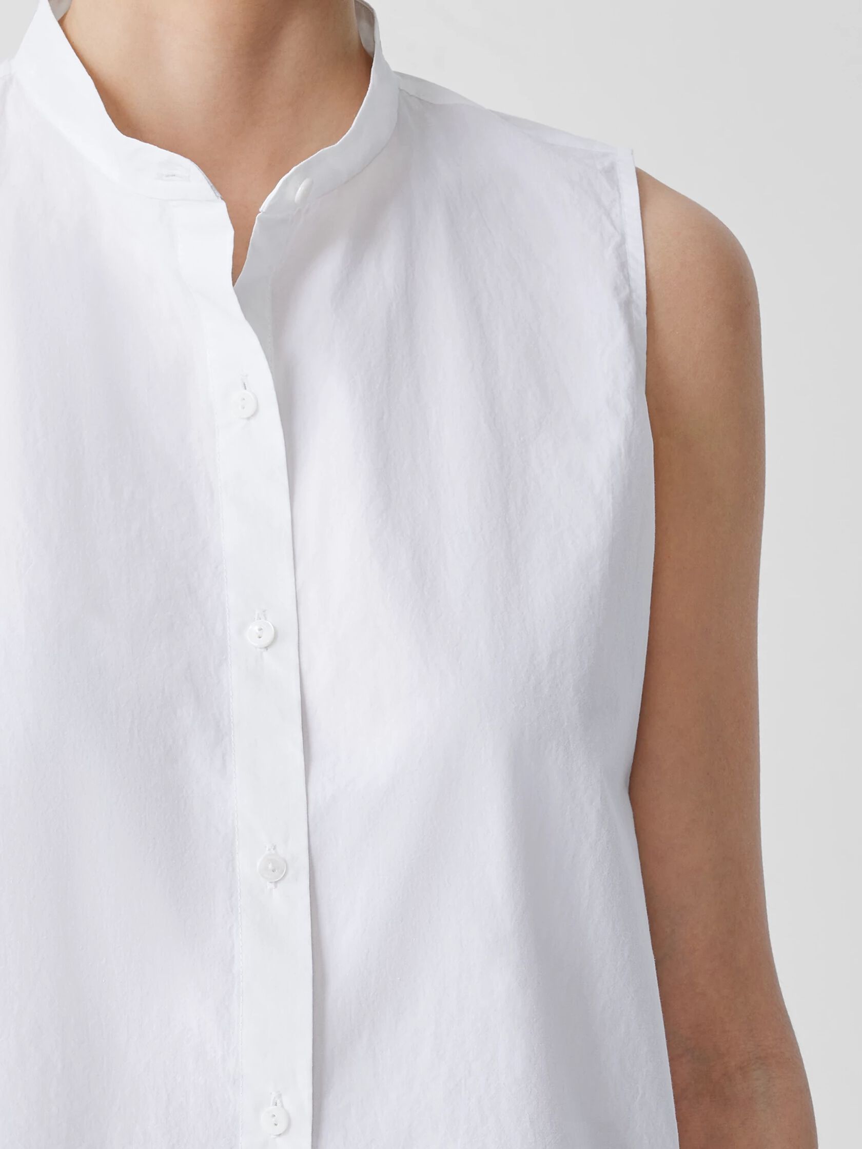 Washed Organic Cotton Poplin Sleeveless Shirt