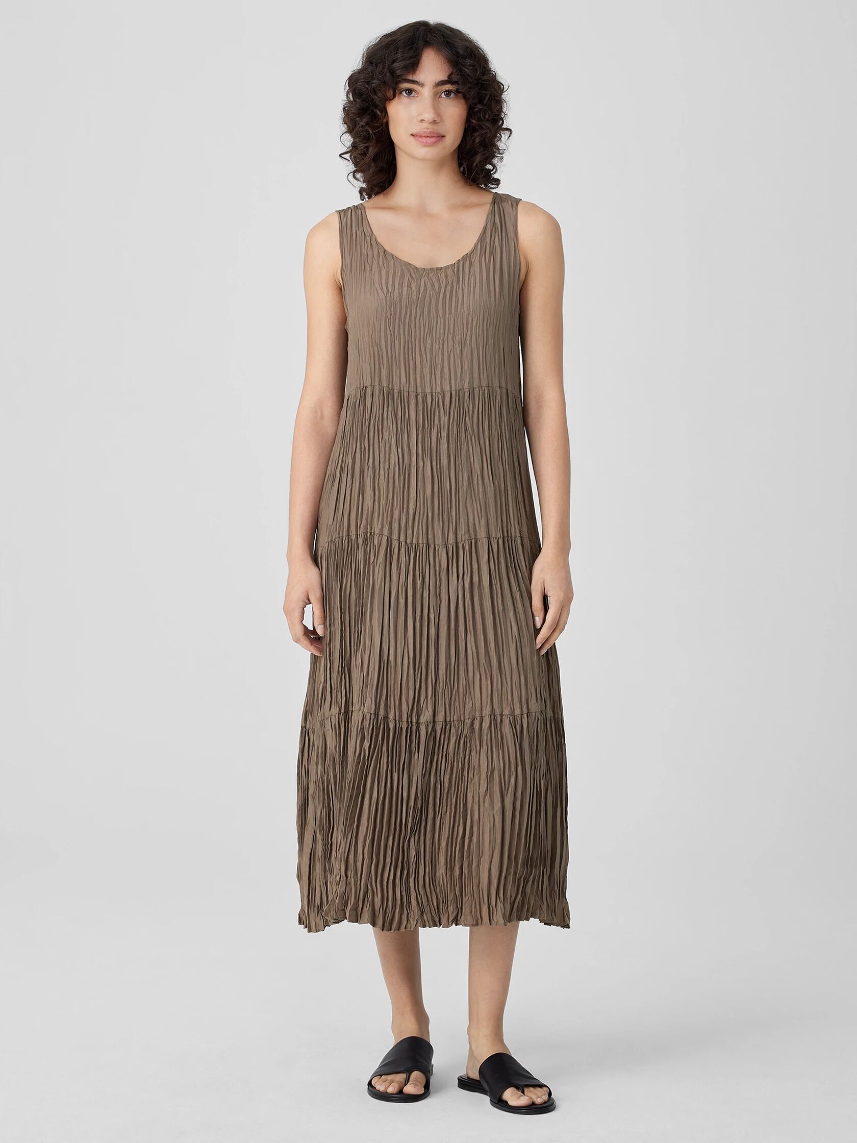 Crushed Silk Tiered Dress