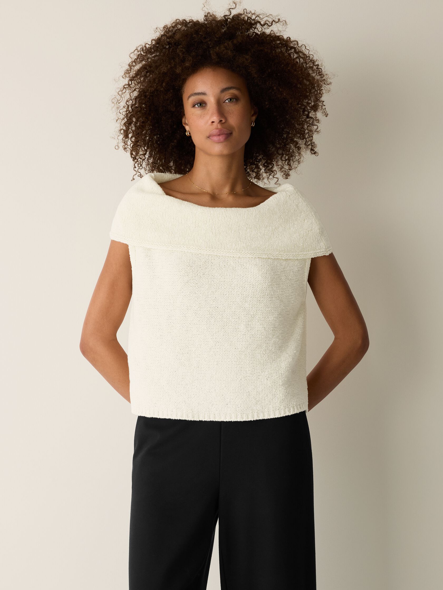 Peruvian Cotton Cloud Drape Neck Vest
