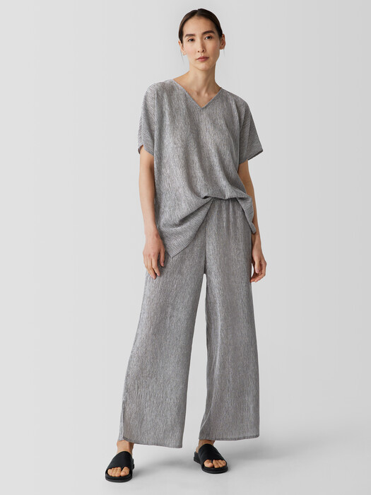 Woven Plissé Wide-Leg Pant