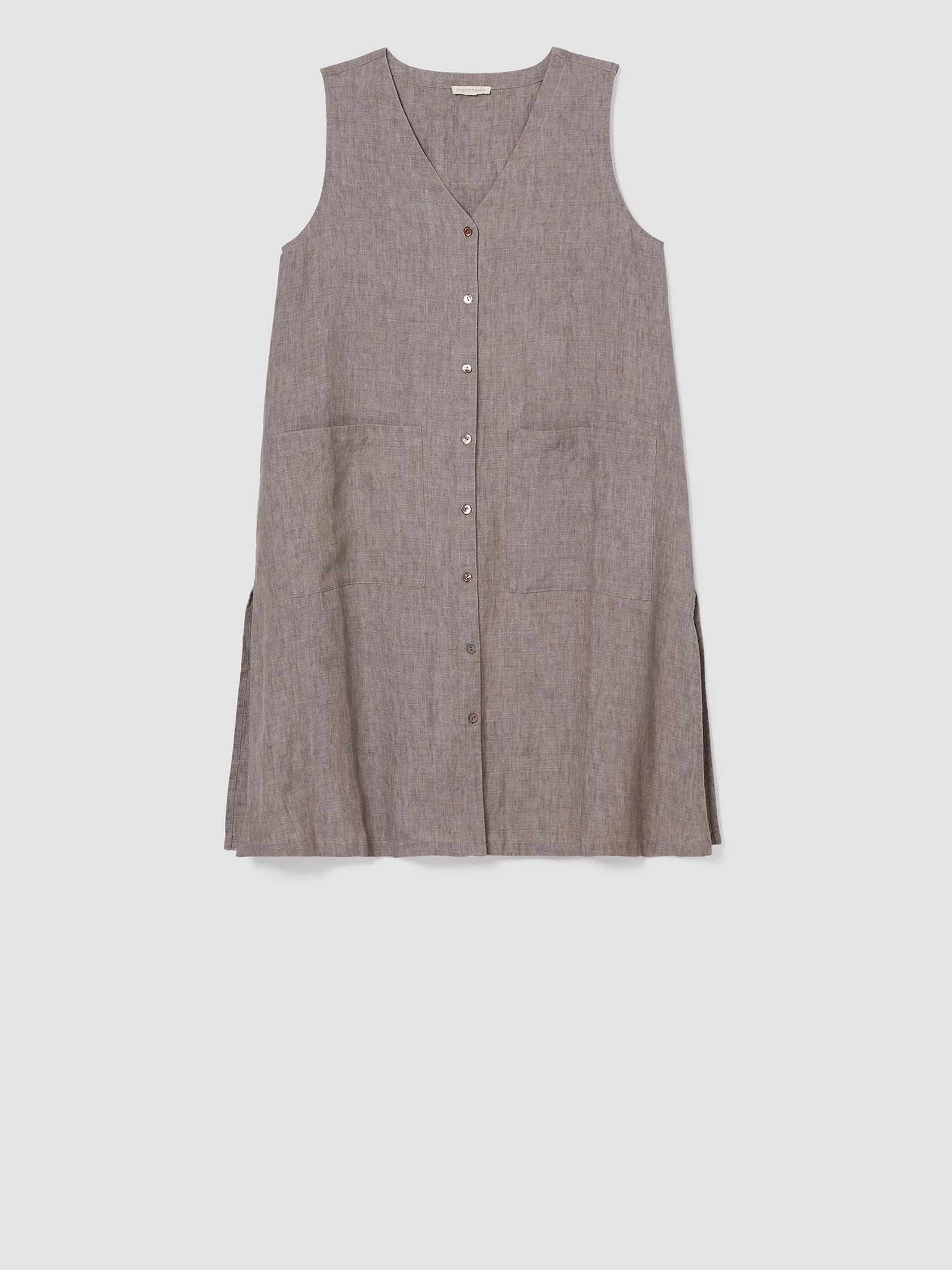 Washed Organic Linen Delave V-Neck Top