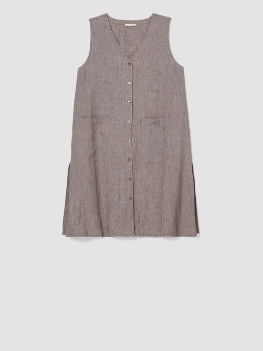 Washed Organic Linen Delave V-Neck Top
