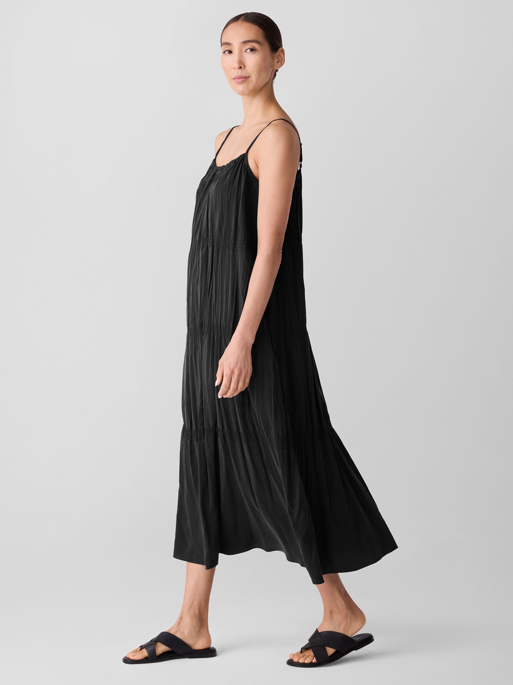Washed Silk Smocked Cami Dress