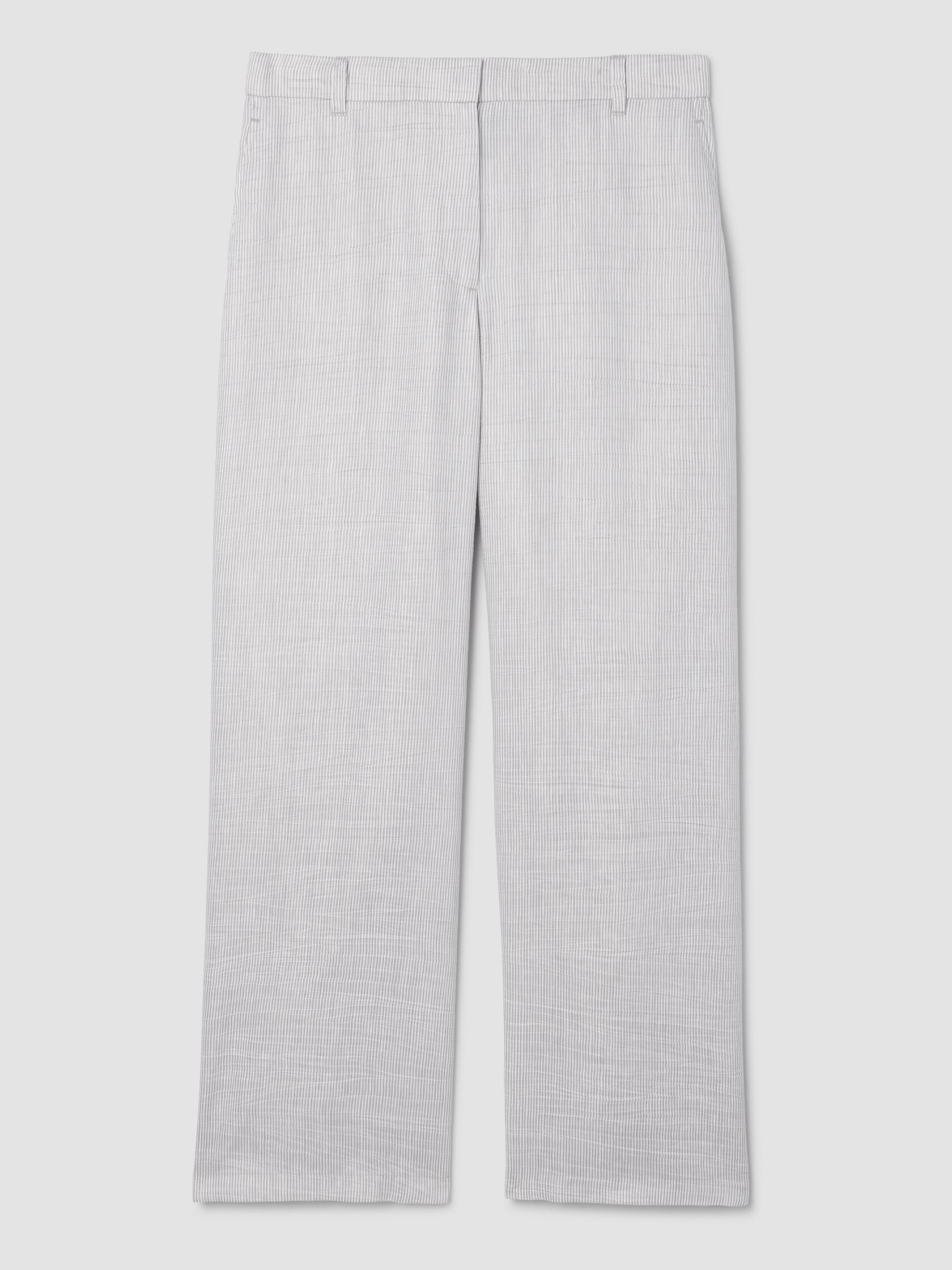 Striped Linen Nylon Sheen Wide-Leg Trouser