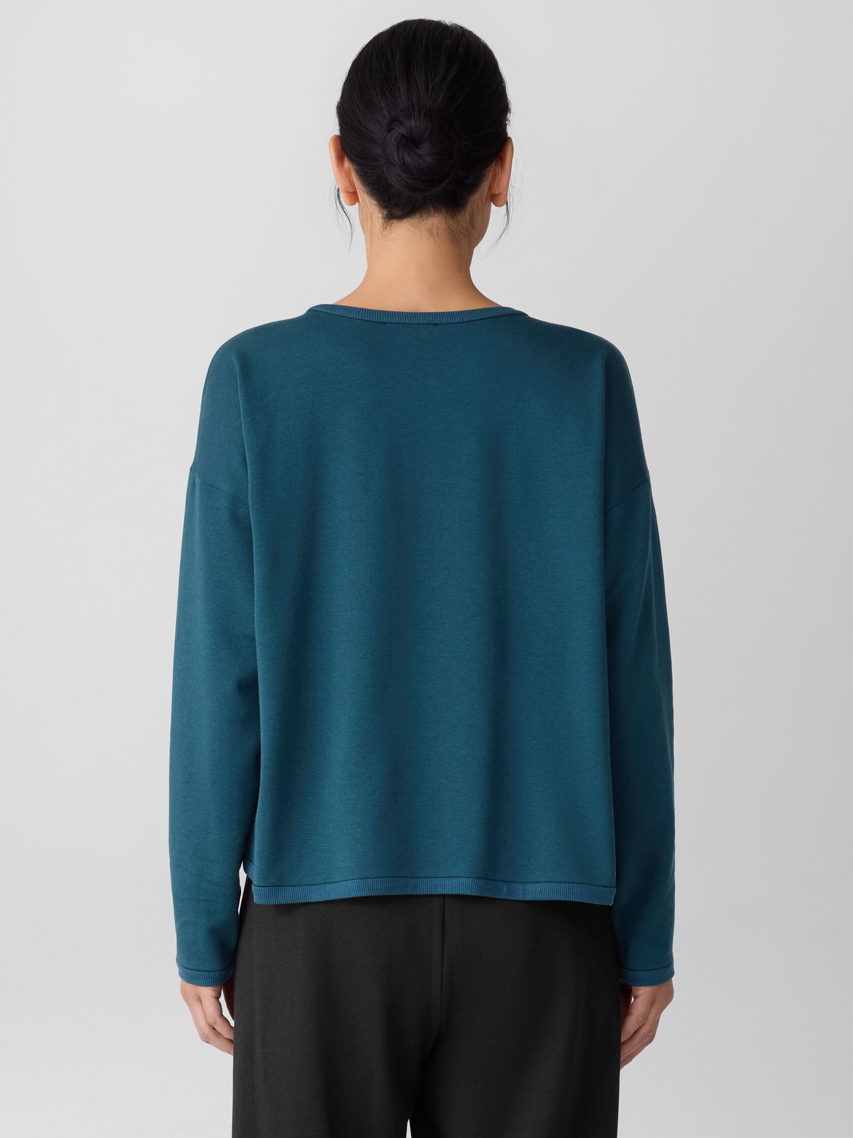 Cozy Brushed Terry Hug Round Neck Box-Top