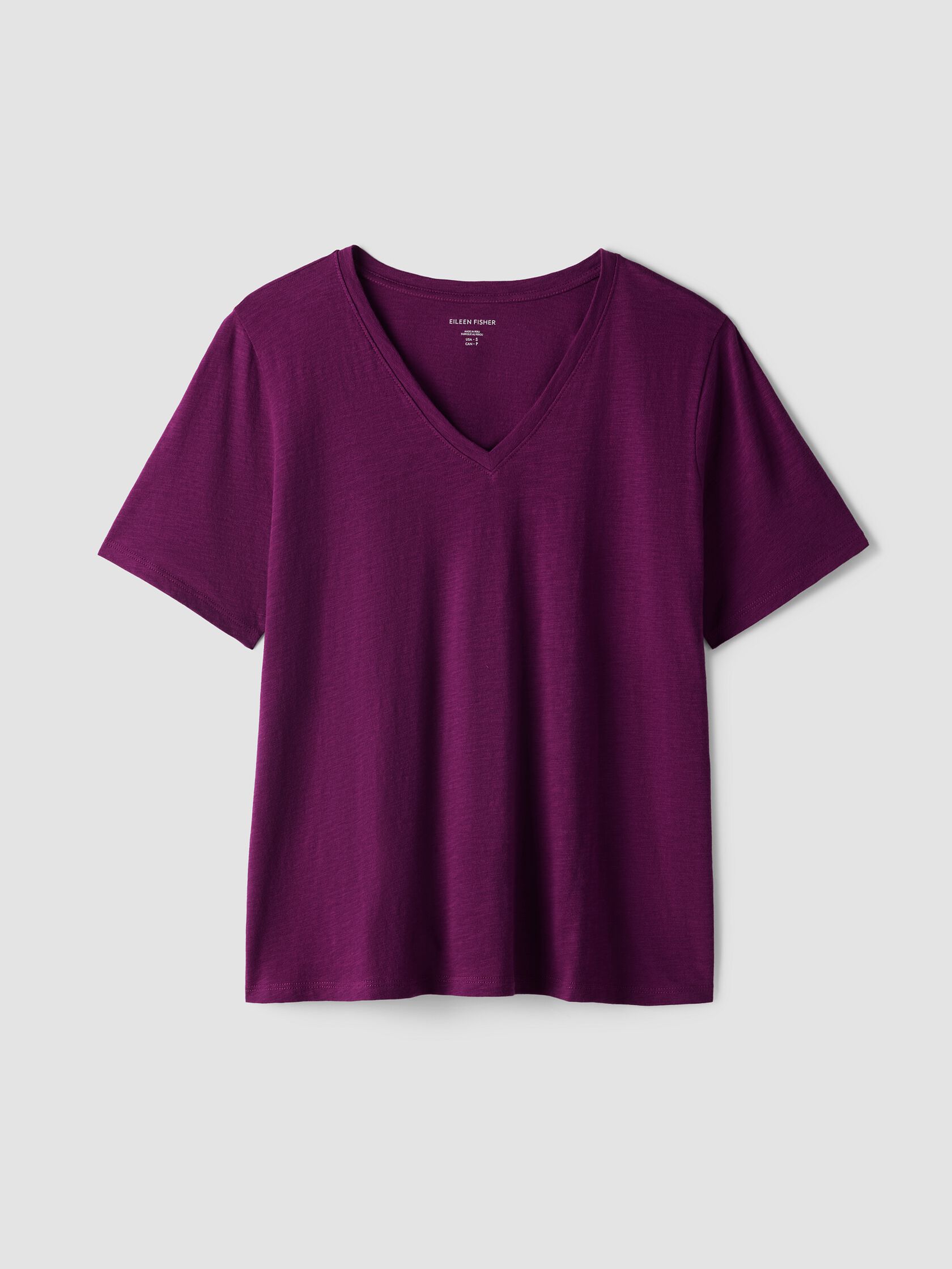 Organic Cotton Slubby Jersey V-Neck Tee