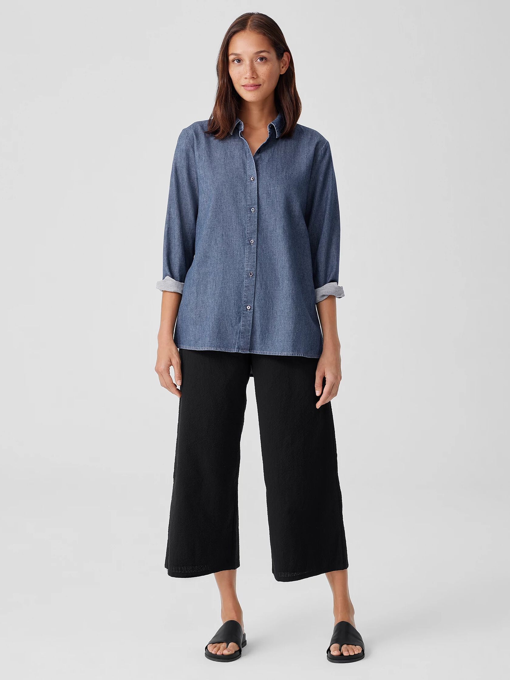 Airy Organic Cotton Twill Classic Collar Shirt
