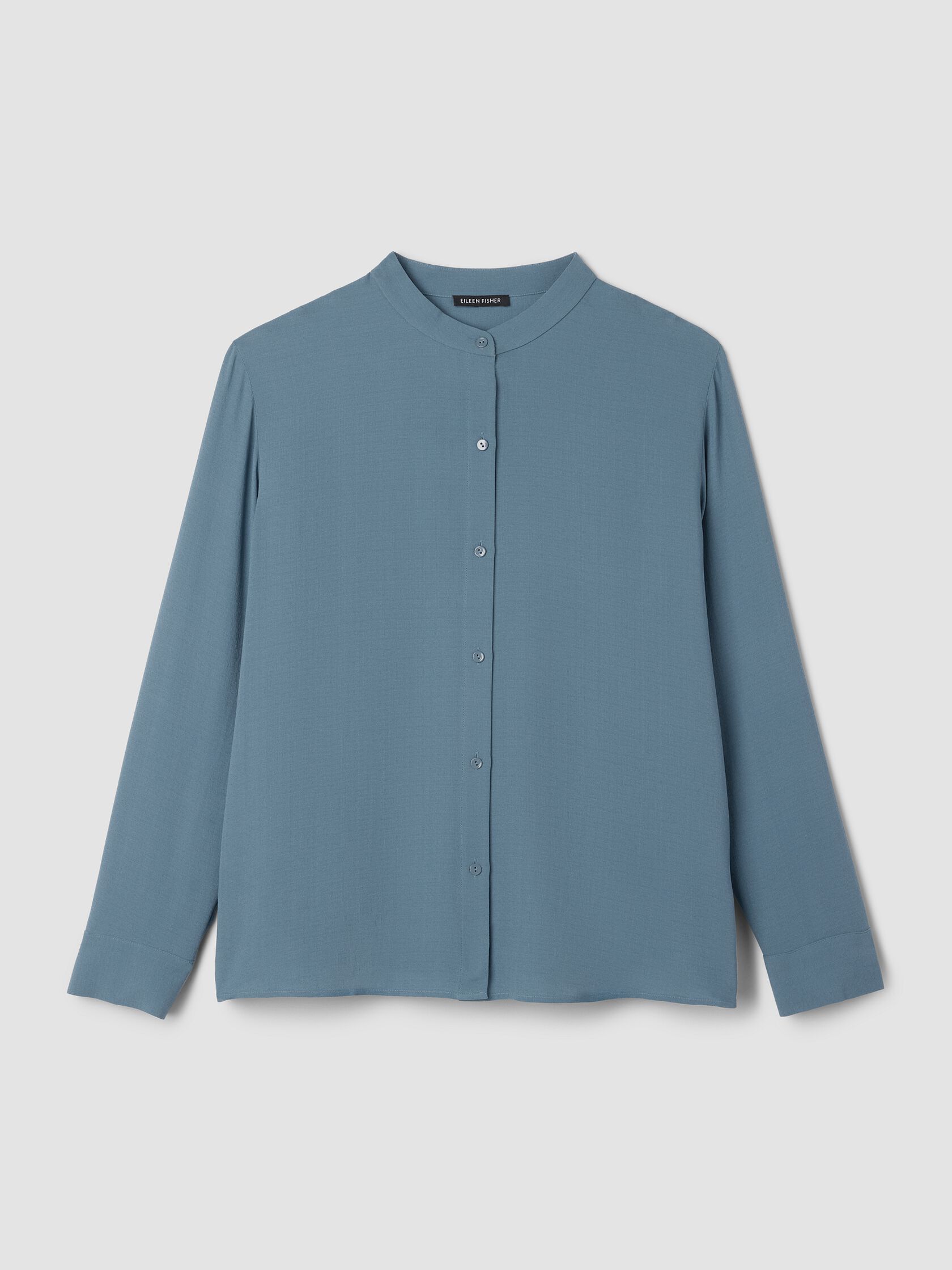 Silk Georgette Crepe Band Collar Top