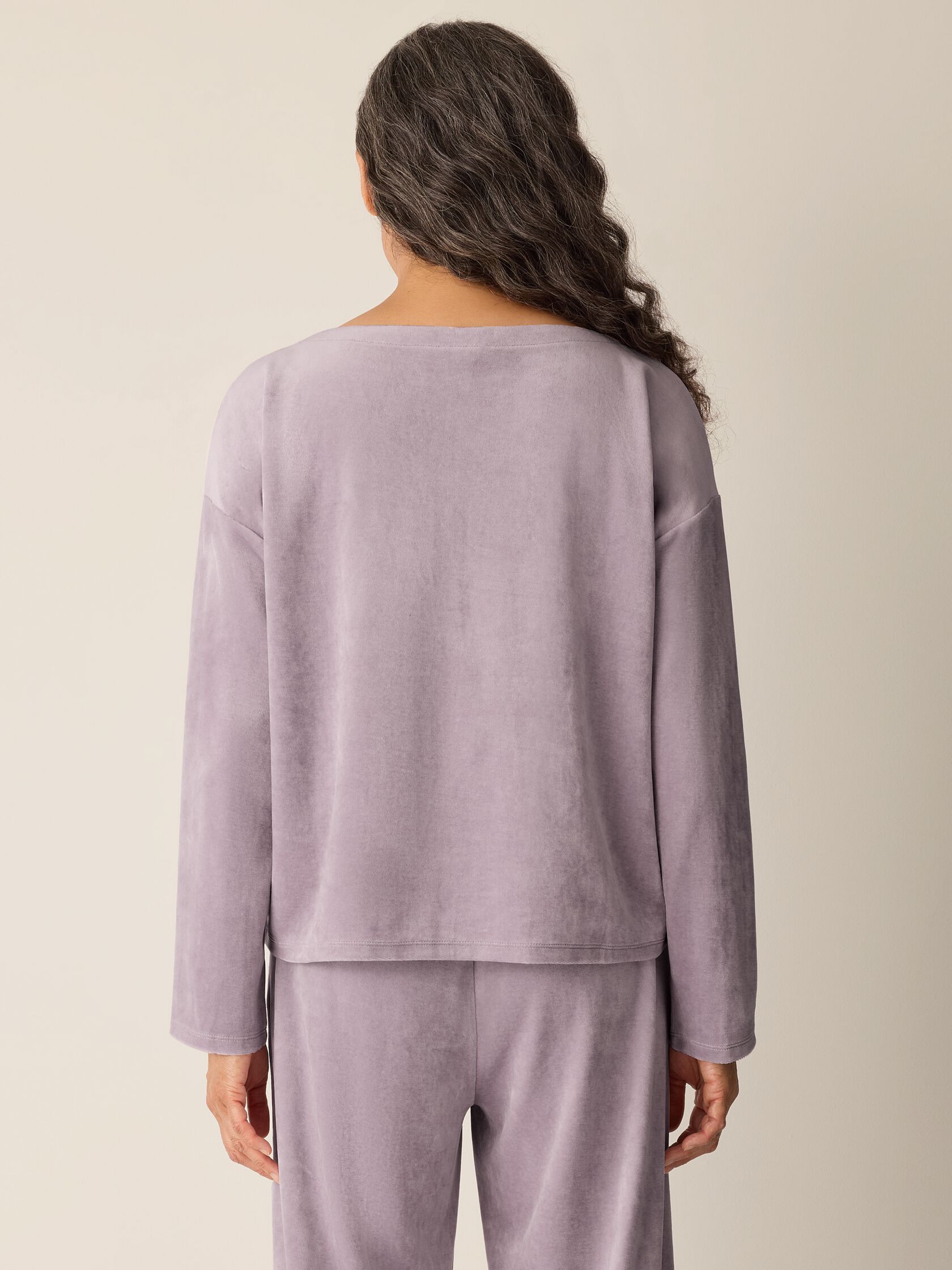 Cozy Velour Knit Bateau Neck Top
