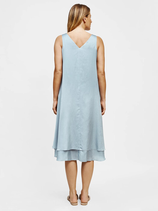 Washed Silk Cotton V-Neck Dress