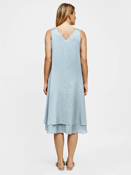 Washed Silk Cotton V-Neck Dress