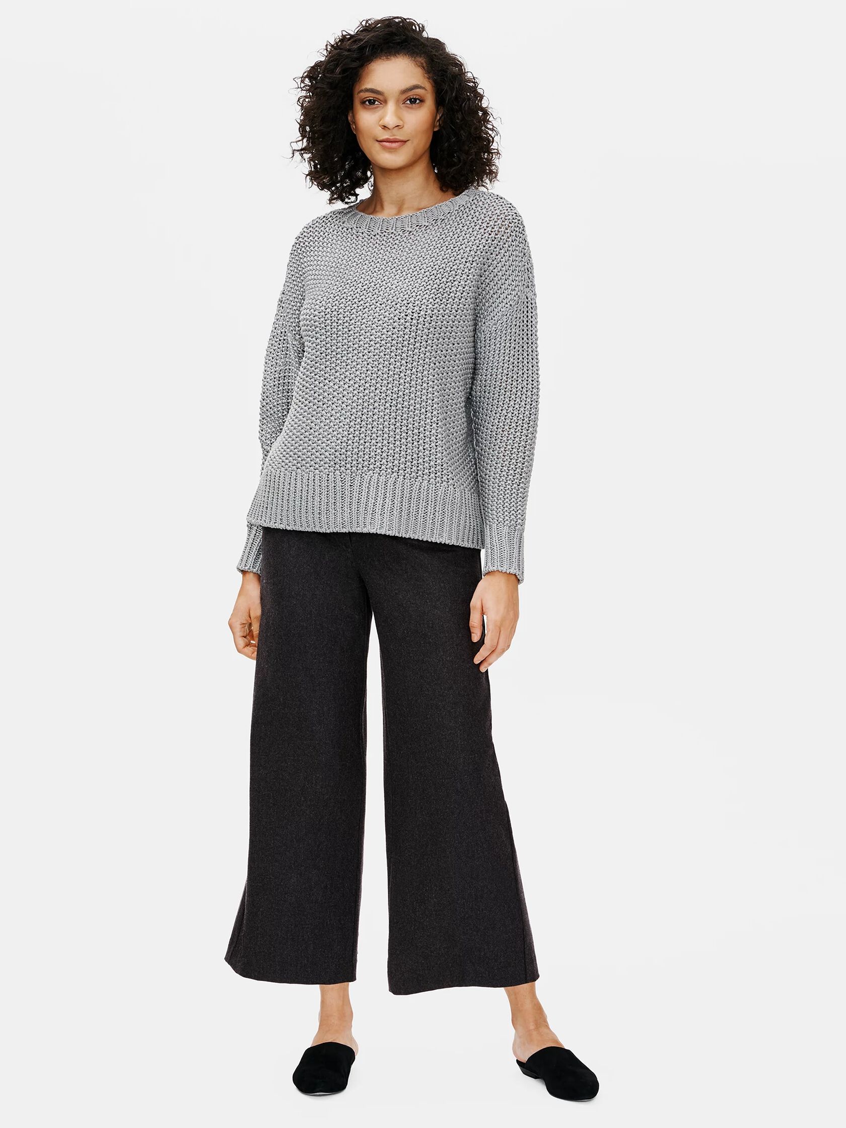 Soft Wool Flannel Wide-Leg Ankle Pant