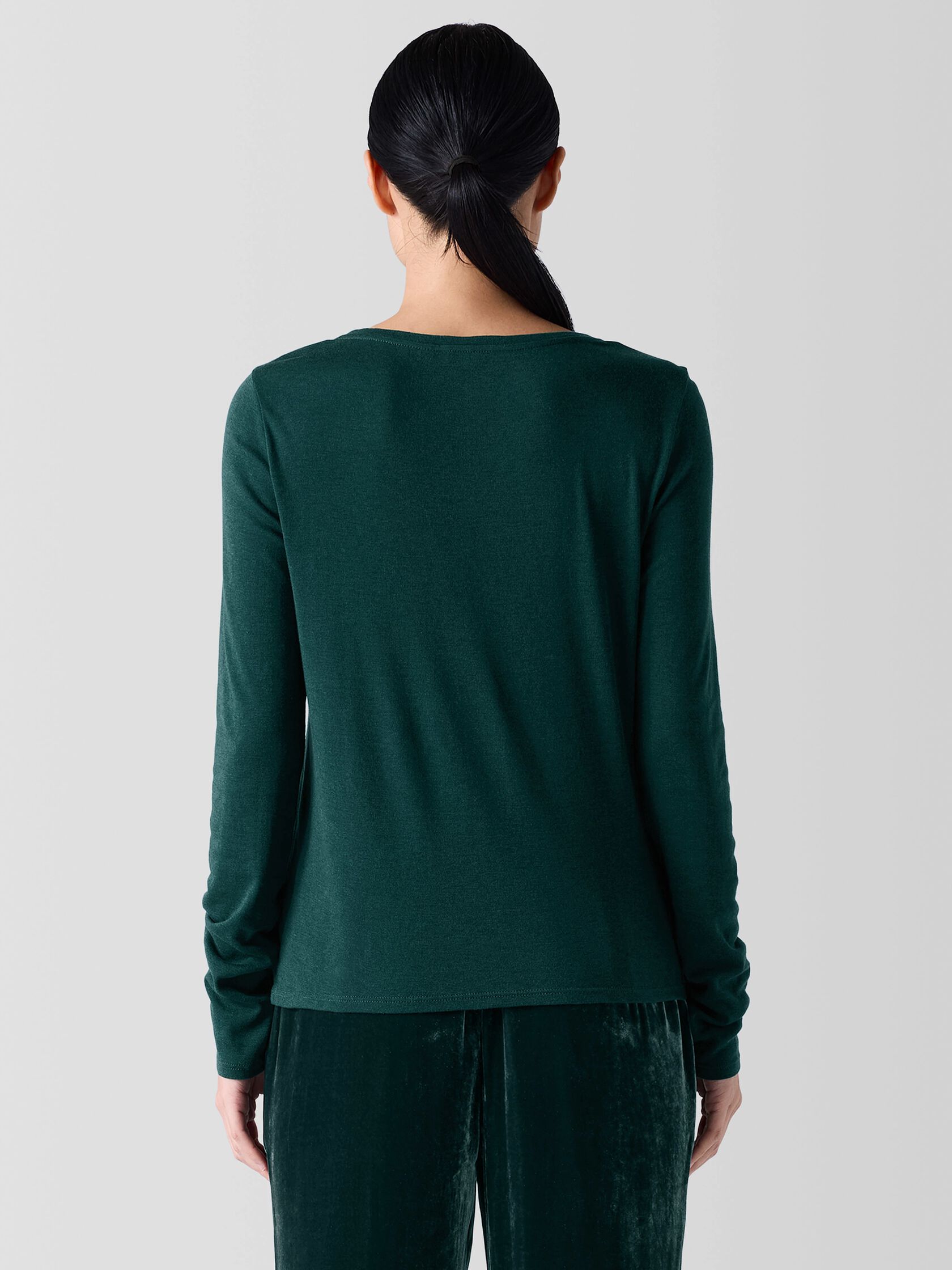 Ribbed Pima Cotton Blend Scoop Neck Top