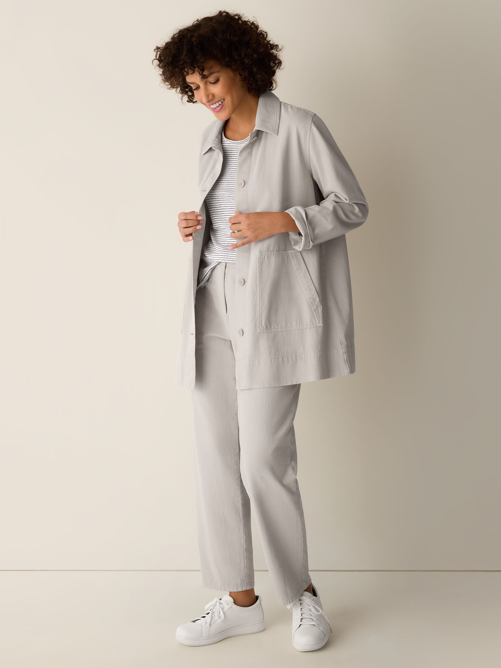 Garment-Dyed Utility Cotton Classic Collar Long Jacket
