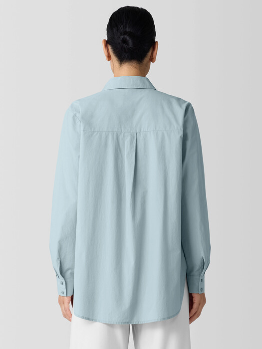 Washed Organic Cotton Poplin Classic Collar Long Shirt