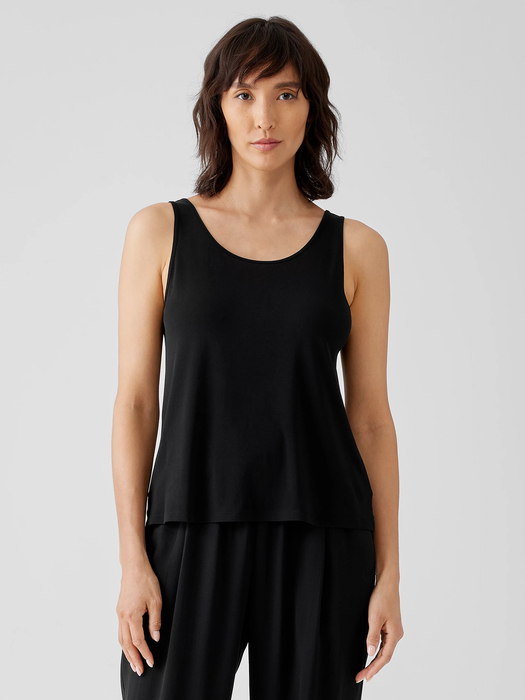 Stretch Silk Jersey Scoop Neck Tank