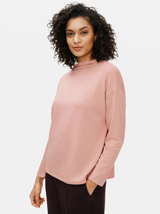 Stretch Terry Funnel Neck Box-Top