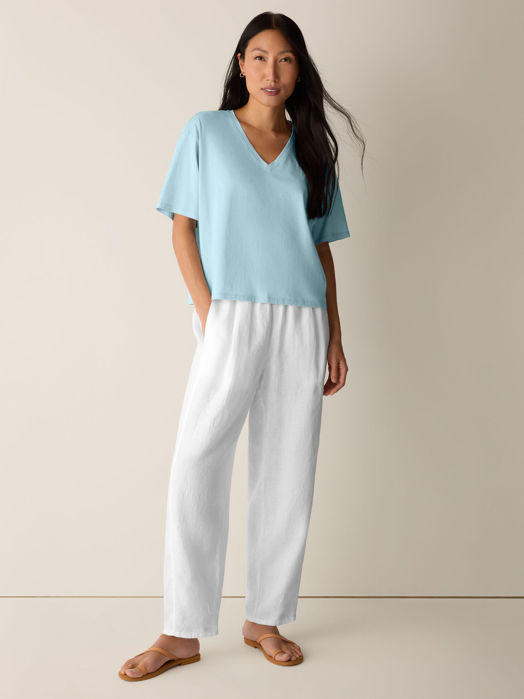 Organic Pima Cotton Jersey V-Neck Tee