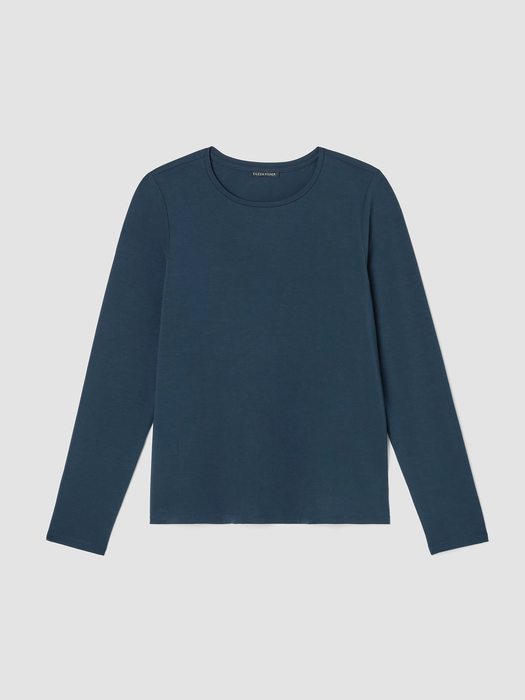 Stretch Jersey Knit Crew Neck Top