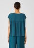 Silk Georgette Crepe Shirred-Back Top