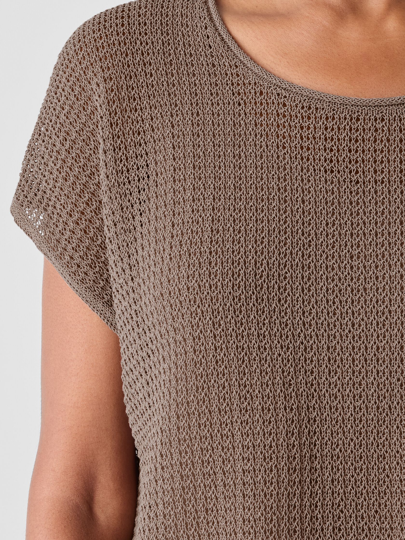 Organic Cotton Cord Sheen Jewel Neck Top