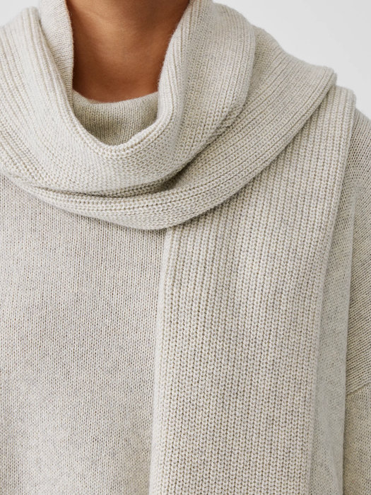 Cotton and Recycled Cashmere Hooded Scarf