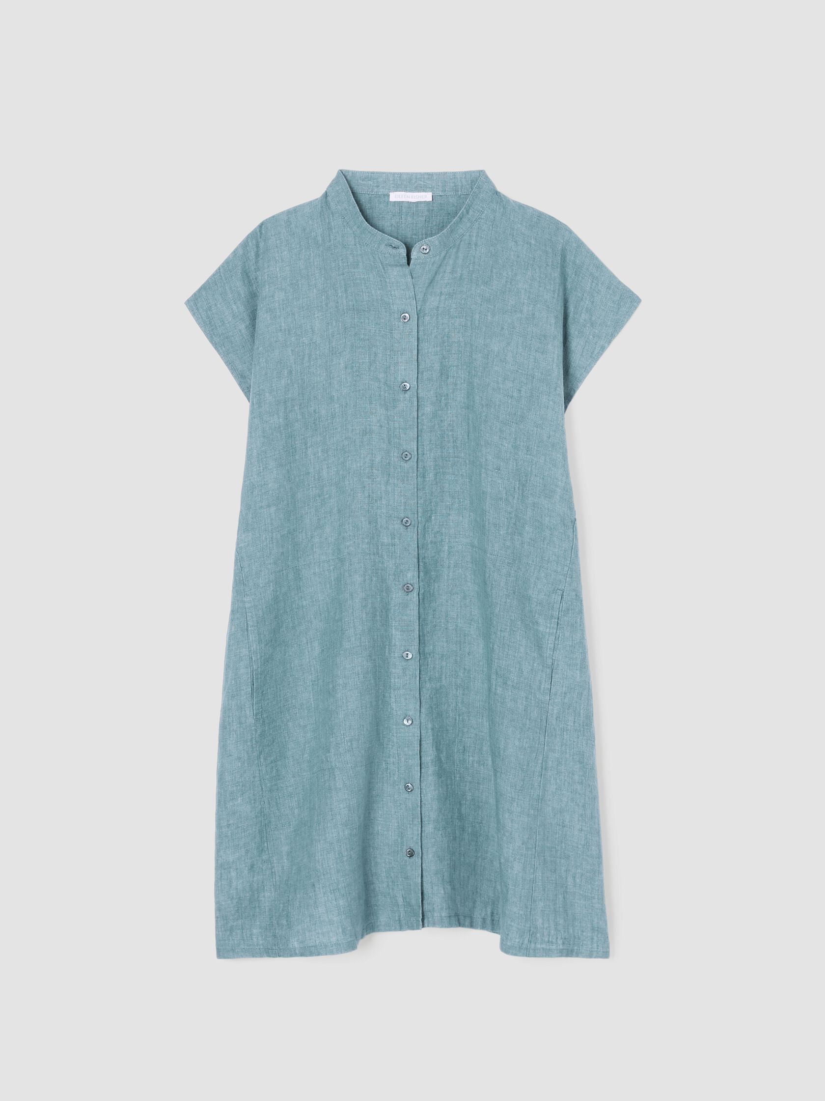 Washed Organic Linen Delave Shirtdress