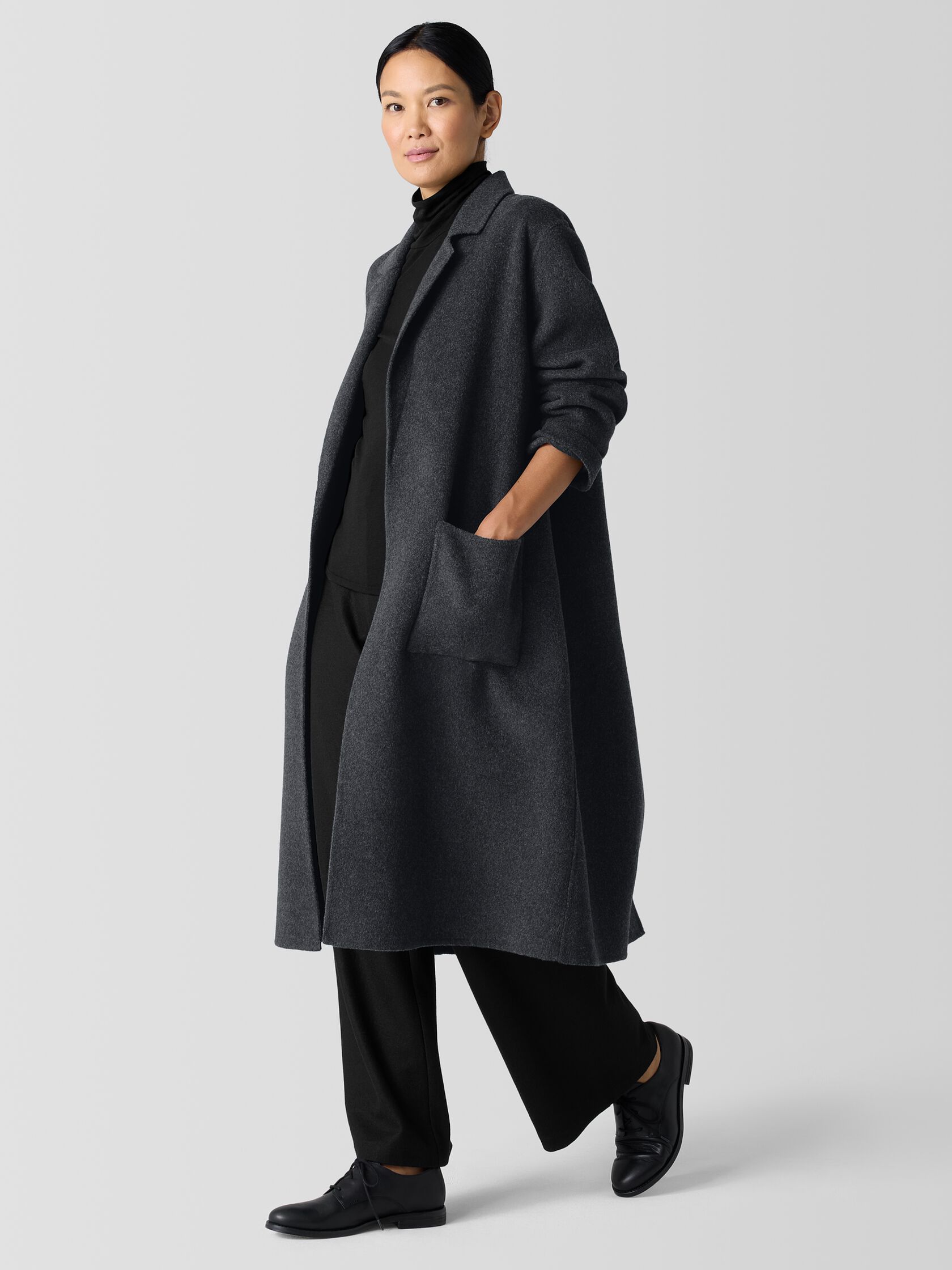 Doubleface Wool Cloud Notch Collar Coat