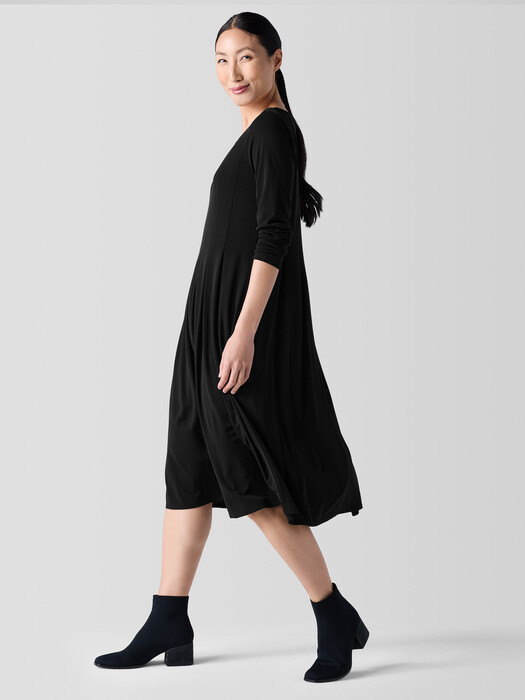 Stretch Silk Jersey Ballet Neck Dress
