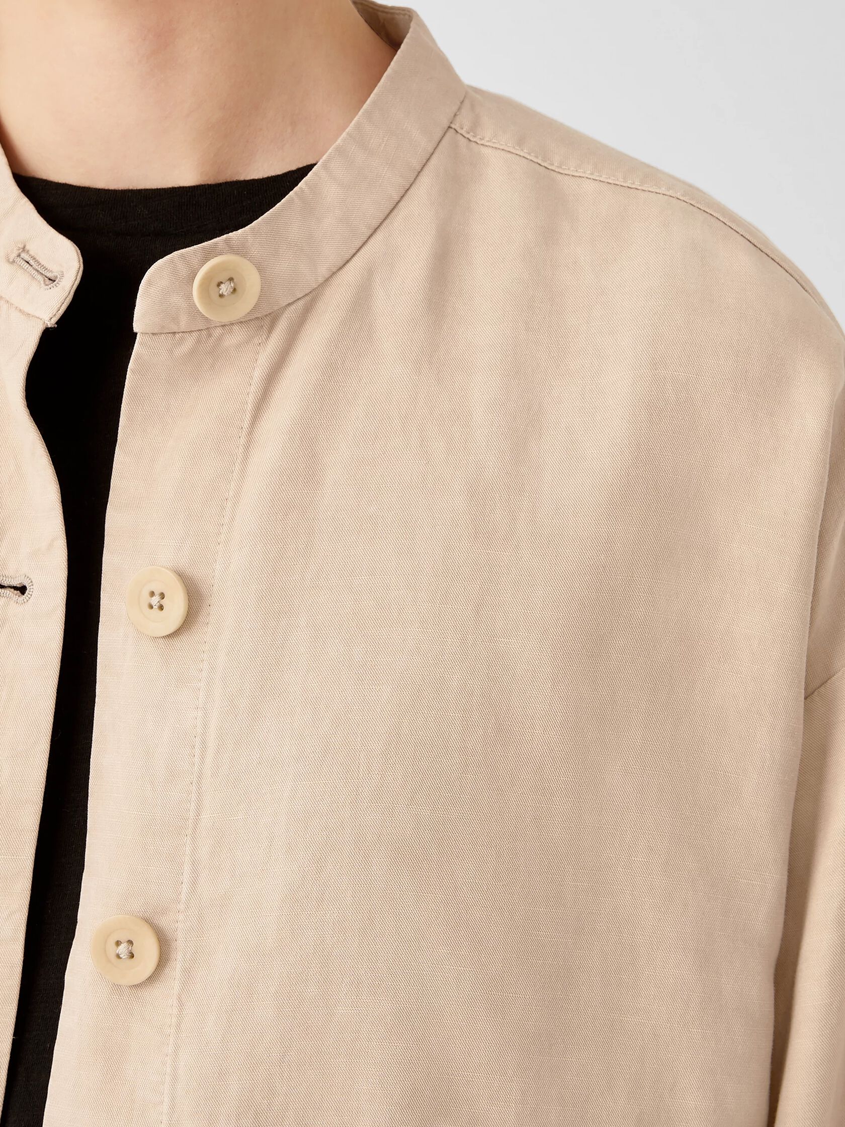 Linen Blend Stand Collar Jacket