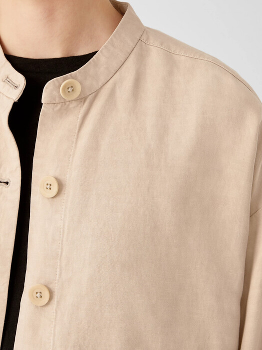 Linen Blend Stand Collar Jacket