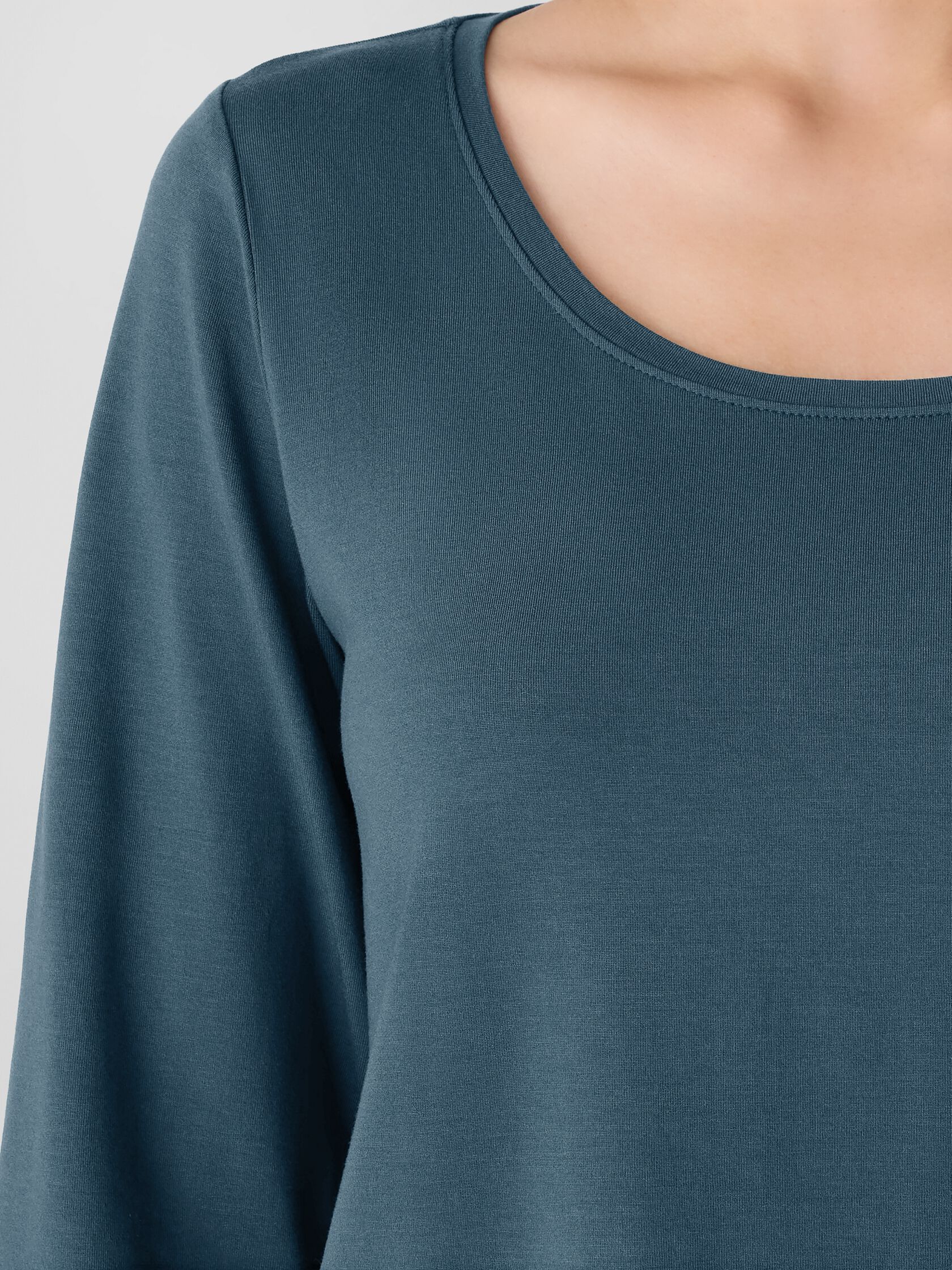 Stretch Jersey Knit Scoop Neck Top