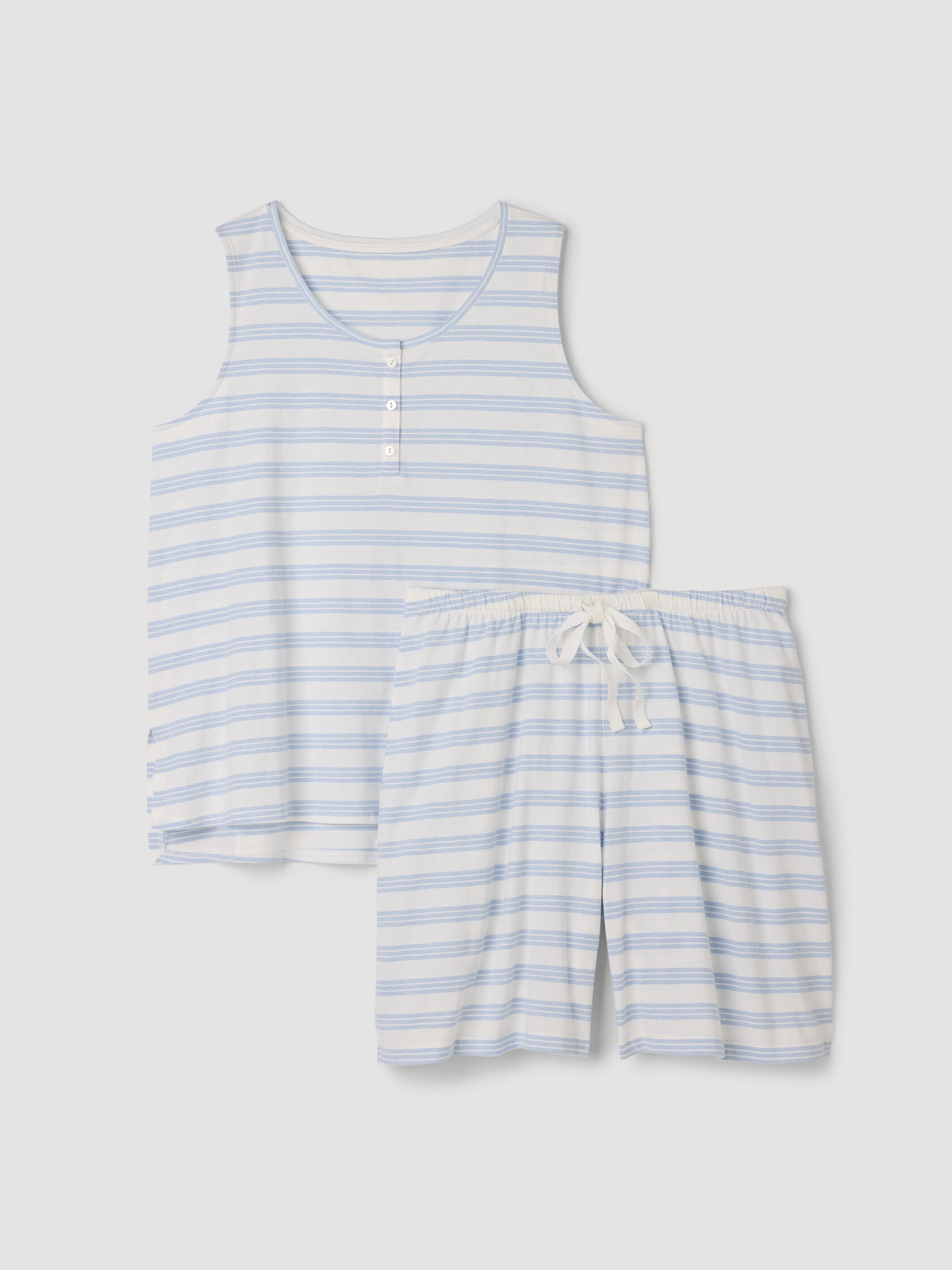 Striped Organic Cotton Jersey Sleep Set