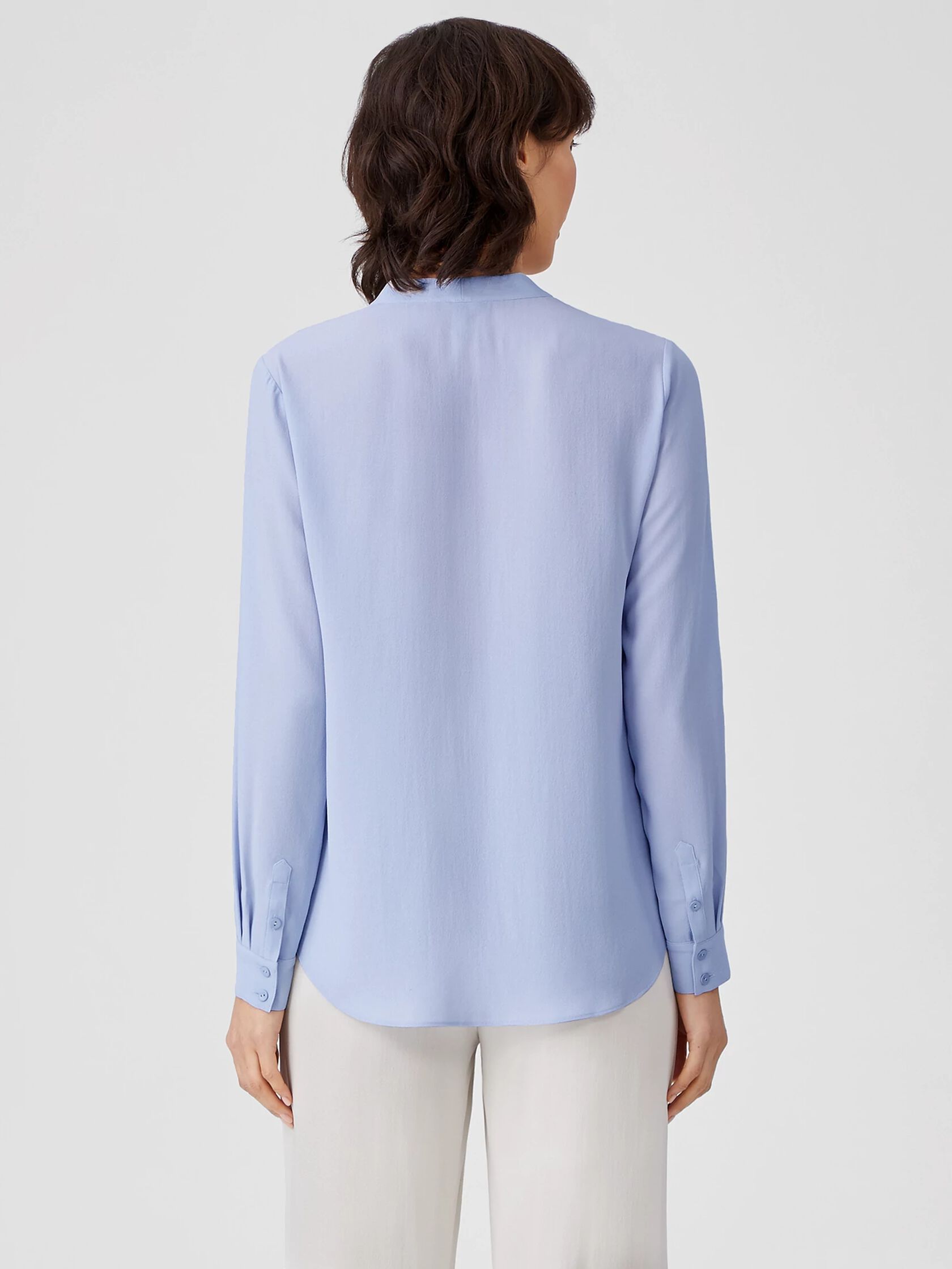 Silk Georgette Crepe V-Neck Shirt