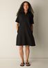 Cotton Blend Stripe Stitch Classic Collar Dress