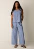 Organic Cotton Pucker Check Wide-Leg Pant