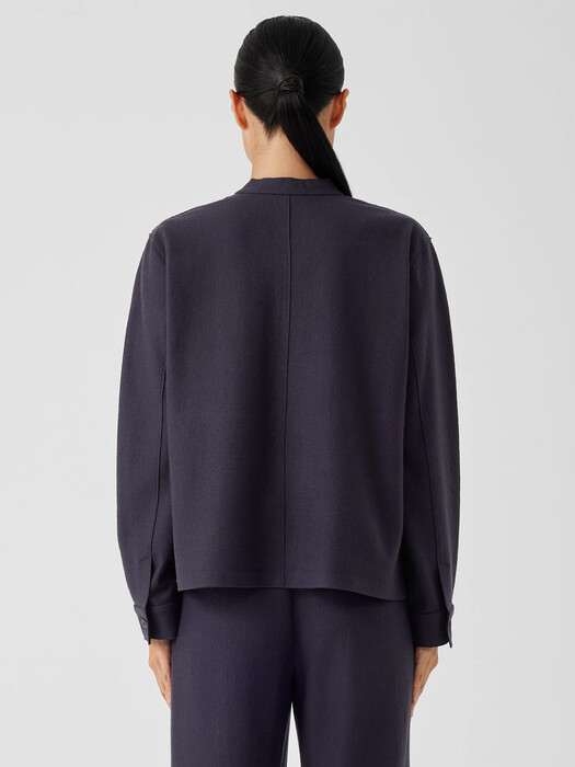 Boiled Wool Jersey Mandarin Collar Shirt Jacket