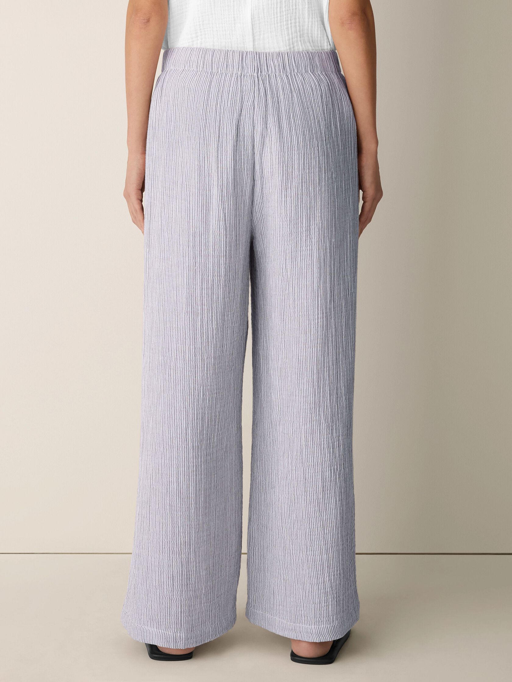 Striped Organic Cotton Gauze Wide-Leg Pant
