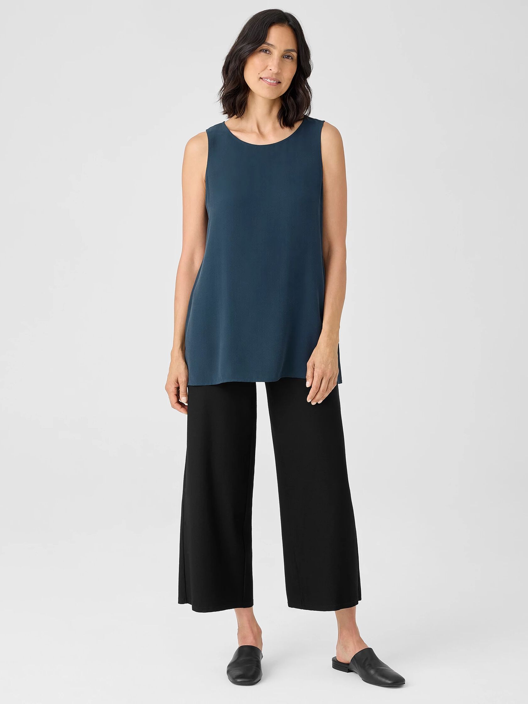 Silk Georgette Crepe Ballet Neck Tank