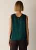 Textured Satin Curved V-Neck Tank