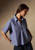 Striped Organic Cotton Poplin Split Neck Top