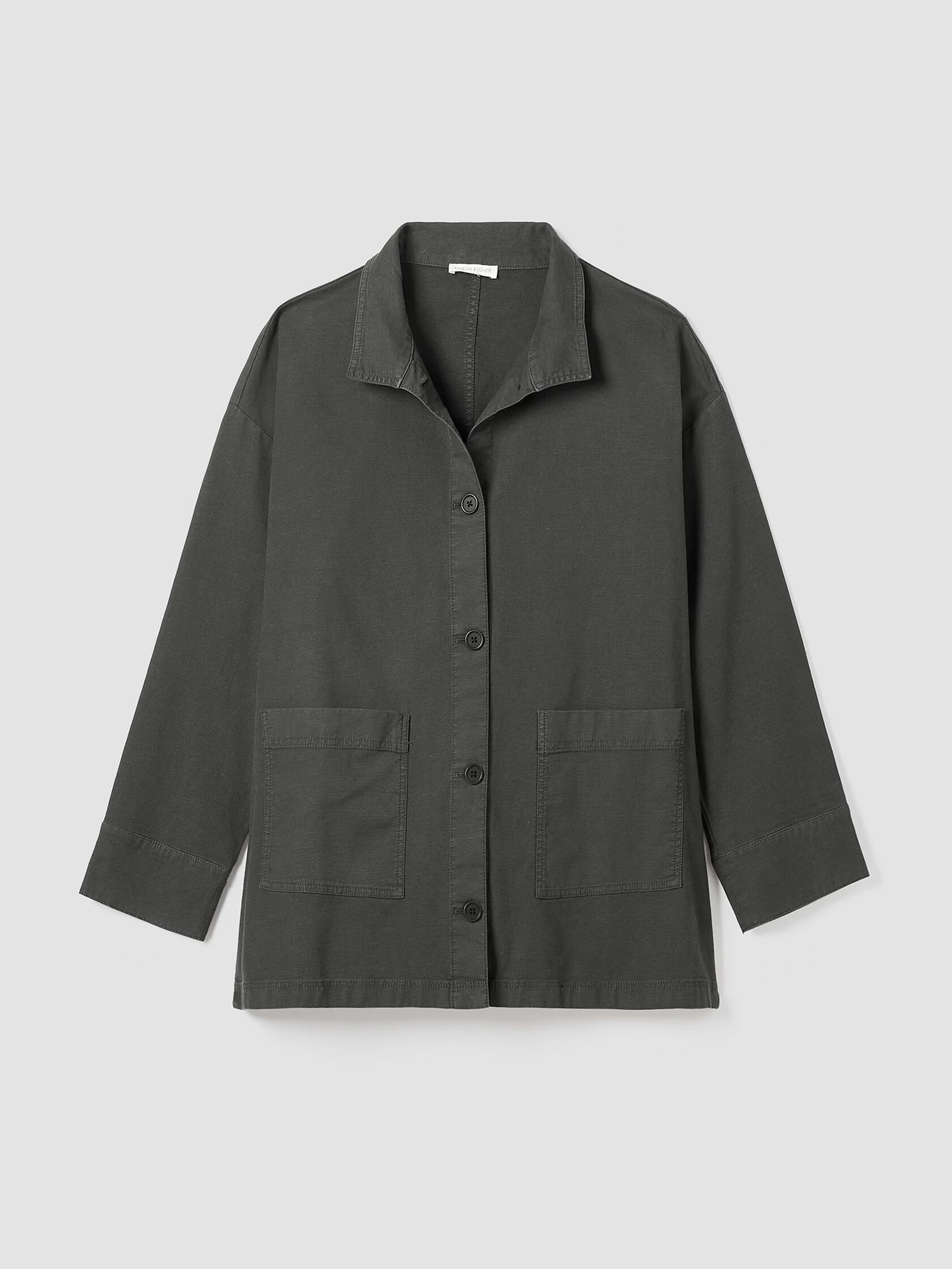 Cotton Hemp Stretch Stand Collar Jacket