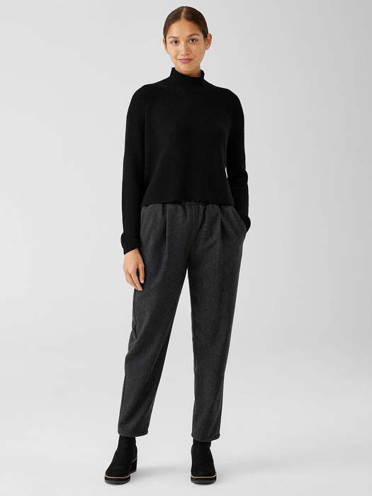 Merino Cropped Turtleneck Top in Regenerative Wool