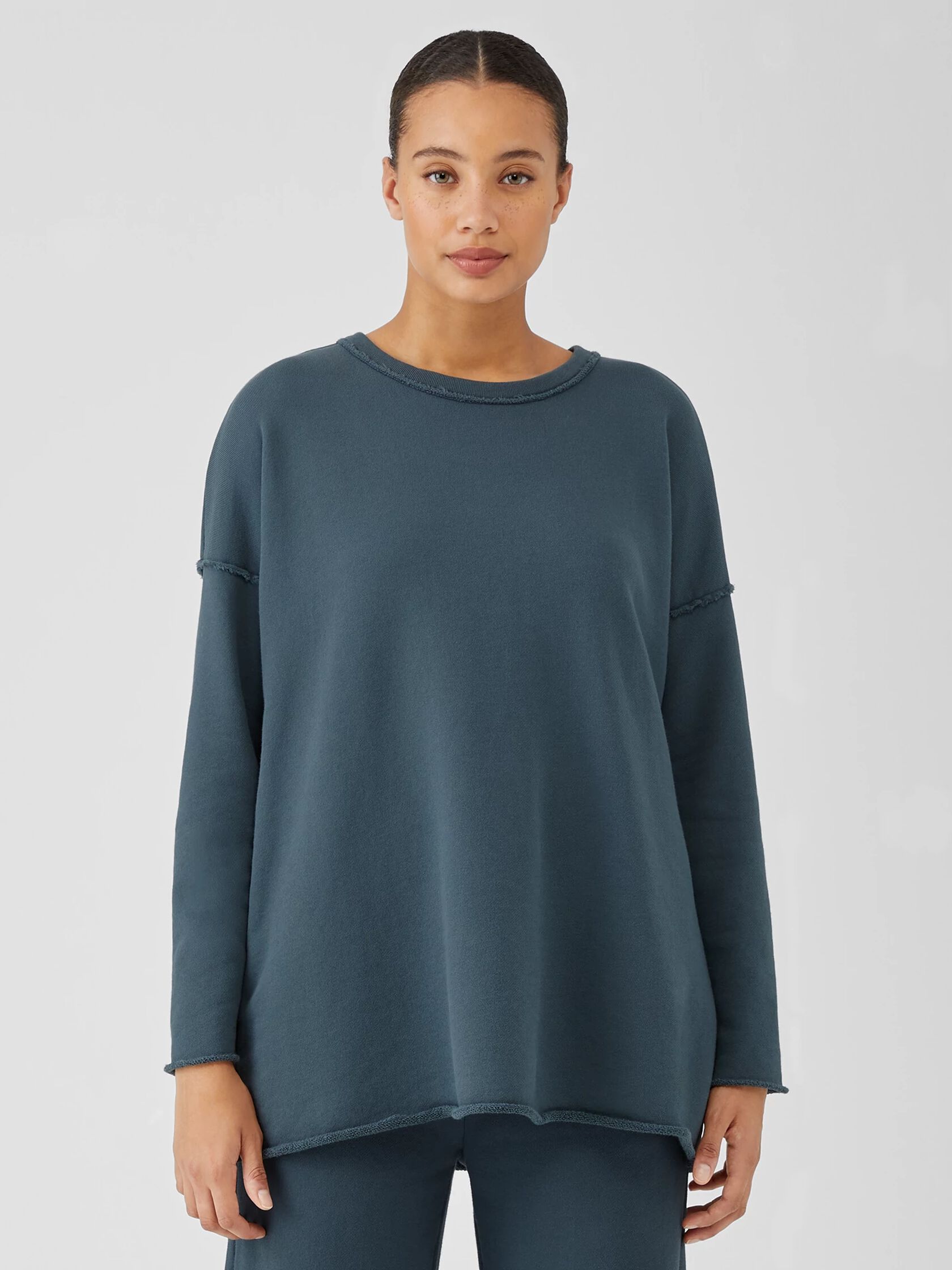 Organic Cotton French Terry Crew Neck Top