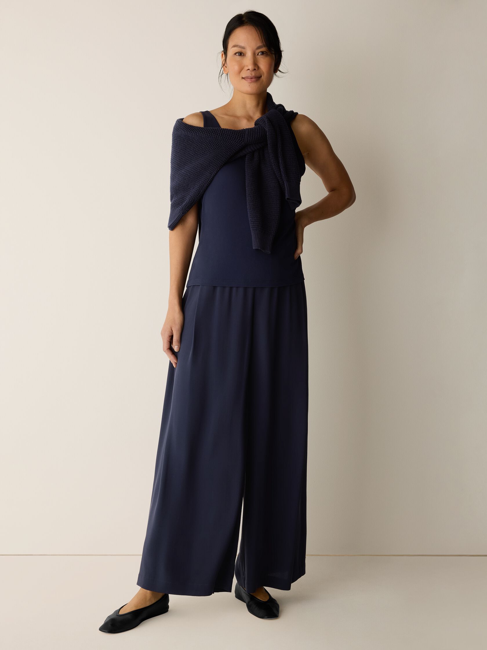 Stretch Silk Jersey Scoop Neck Tank